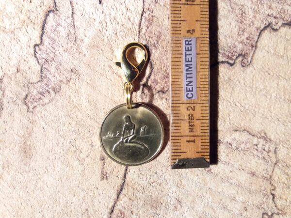 Denmark The Little Mermaid coin charm. Copenhagen Little Mermaid fare token pendant