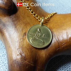 Denmark Little Mermaid coin necklace. Copenhagen The Little Mermaid fare token