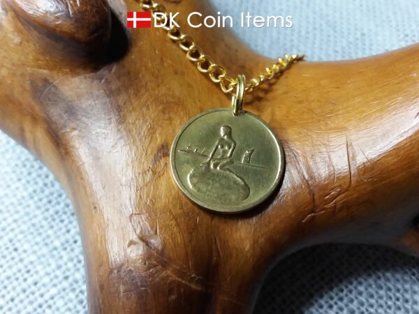 Denmark Little Mermaid coin necklace. Copenhagen The Little Mermaid fare token