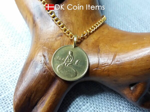 Denmark Little Mermaid coin necklace. Copenhagen The Little Mermaid fare token