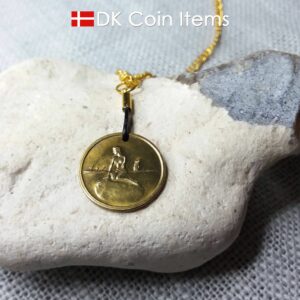 Denmark Little Mermaid coin necklace. Copenhagen The Little Mermaid fare token