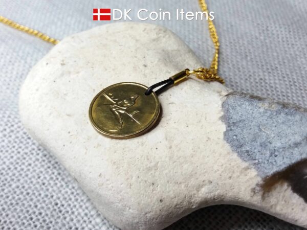 Denmark Little Mermaid coin necklace. Copenhagen The Little Mermaid fare token