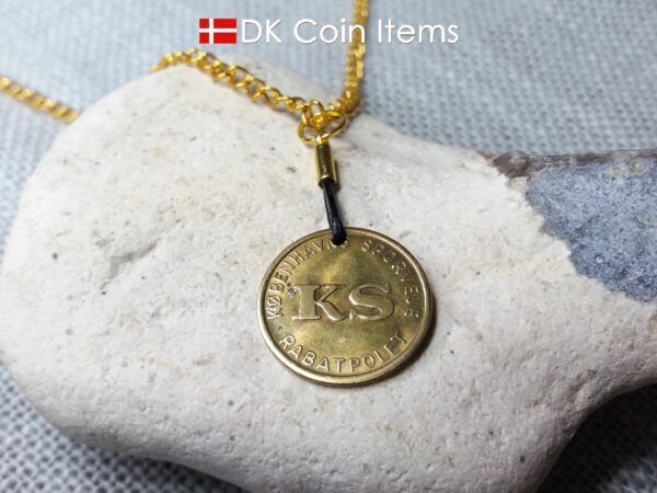 Denmark Little Mermaid coin necklace. Copenhagen The Little Mermaid fare token