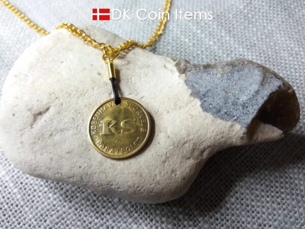 Denmark Little Mermaid coin necklace. Copenhagen The Little Mermaid fare token