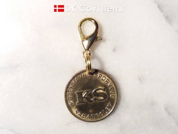 Denmark The Little Mermaid coin charm. Copenhagen Little Mermaid fare token pendant