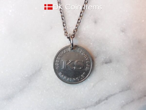 Denmark Little Mermaid coin pendant necklace. Copenhagen Little Mermaid fare token