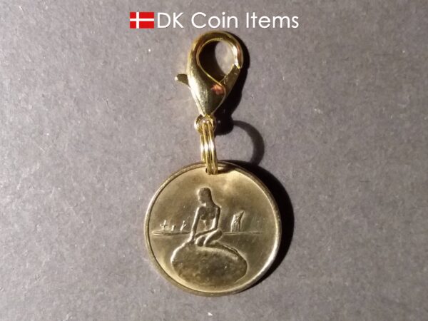 Denmark The Little Mermaid coin charm. Copenhagen Little Mermaid fare token pendant