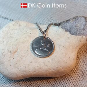 Denmark Little Mermaid coin pendant necklace. Copenhagen Little Mermaid fare token