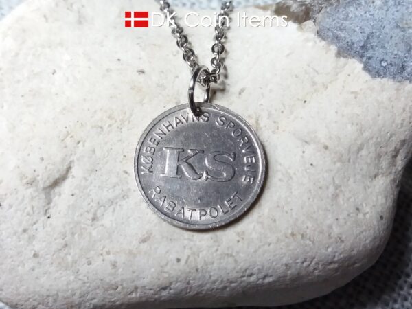 Denmark Little Mermaid coin pendant necklace. Copenhagen Little Mermaid fare token