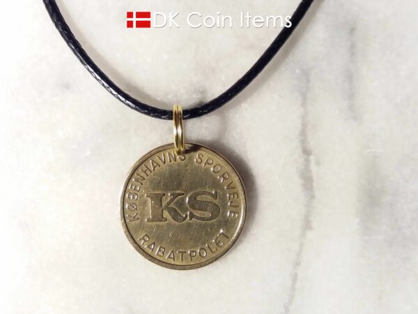 Denmark Little Mermaid coin necklace with Copenhagen Little Mermaid fare token.