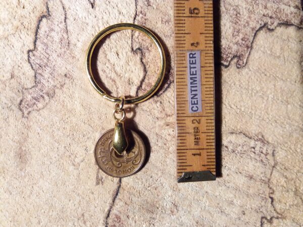 Denmark 1940 C coin keychain. 84 year old Danish 1 ore as coin pendant