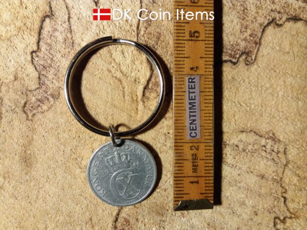 Denmark 1941 C coin keychain. 83 year old Danish 2 ore as coin pendant