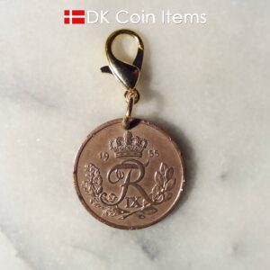 Denmark 1955 R coin charm. 69 year old Danish 25 ore as coin pendant