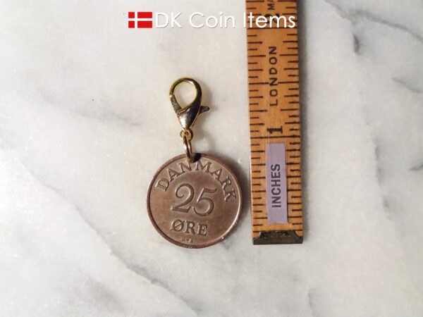 Denmark 1955 R coin charm. 69 year old Danish 25 ore as coin pendant