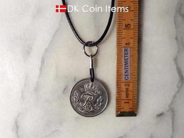 Denmark 1956 R coin necklace. 68 year old Danish 25 ore as coin pendant