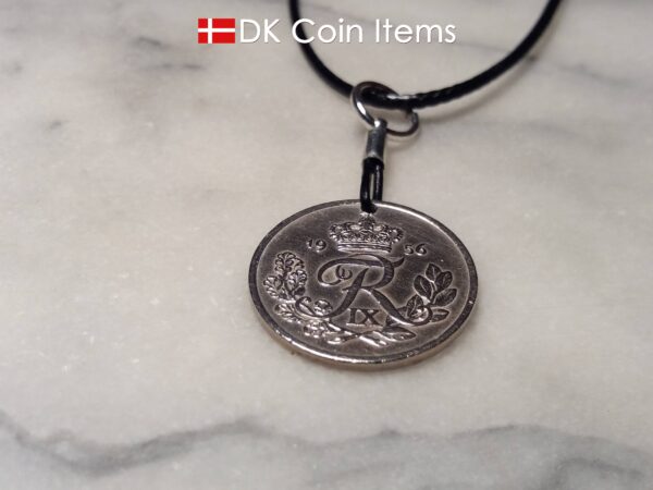 Denmark 1956 R coin necklace. 68 year old Danish 25 ore as coin pendant