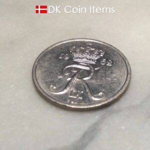 Danish 25 ore 1962. Vintage coin 62 year old. King Frederik IX of Denmark.