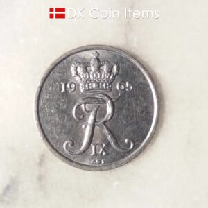 Danish 25 ore 1965. Vintage coin 59 year old. King Frederik IX of Denmark.