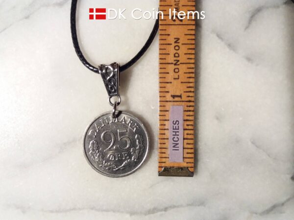 Denmark 1966 R coin necklace. 58 year old Danish 25 ore as coin pendant on bail