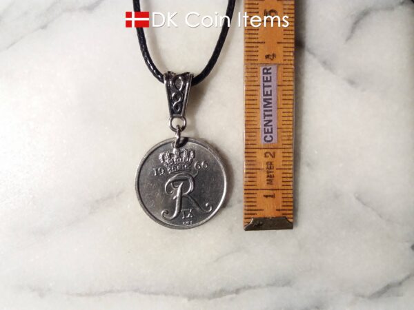 Denmark 1966 R coin necklace. 58 year old Danish 25 ore as coin pendant on bail