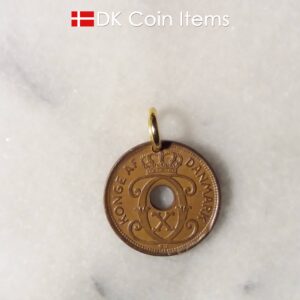 Denmark 1937 C coin pendant necklace. 87 year old Danish copper 1 ore