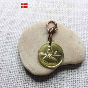 Denmark mermaid vintage token coin charm with The Little Mermaid statue/sculpture in Copenhagen - Danish fairy tale souvenir