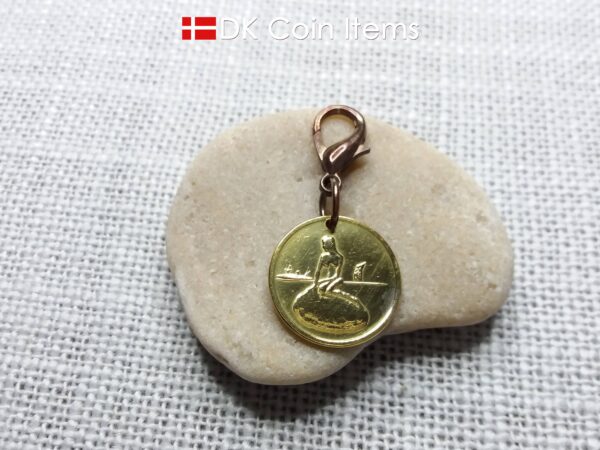 Denmark mermaid vintage token coin charm with The Little Mermaid statue/sculpture in Copenhagen - Danish fairy tale souvenir