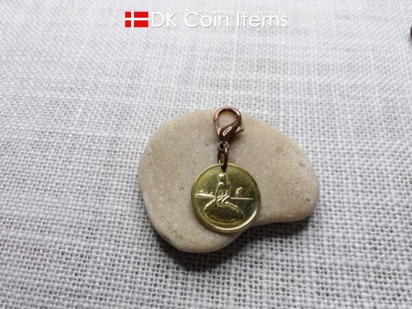 Denmark mermaid vintage token coin charm with The Little Mermaid statue/sculpture in Copenhagen - Danish fairy tale souvenir