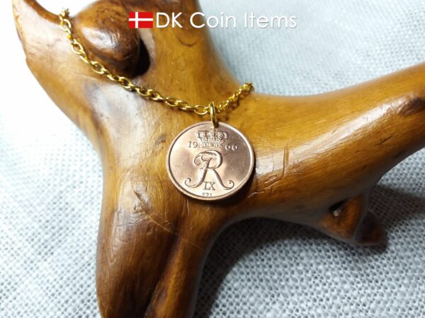 Danish 25 ore 1966 coin pendant necklace