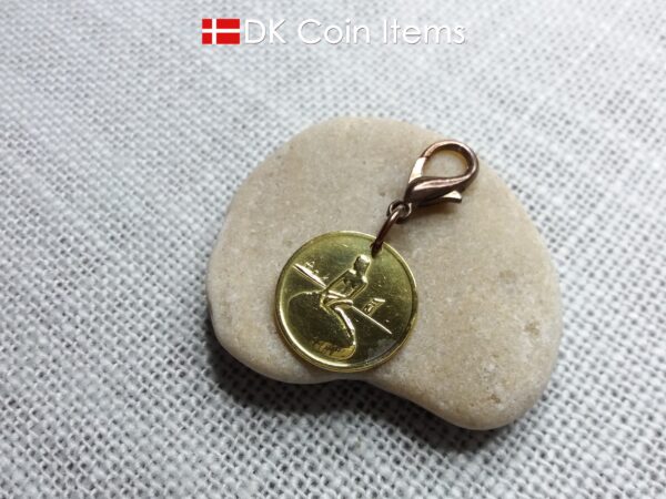 Denmark mermaid vintage token coin charm with The Little Mermaid statue/sculpture in Copenhagen - Danish fairy tale souvenir