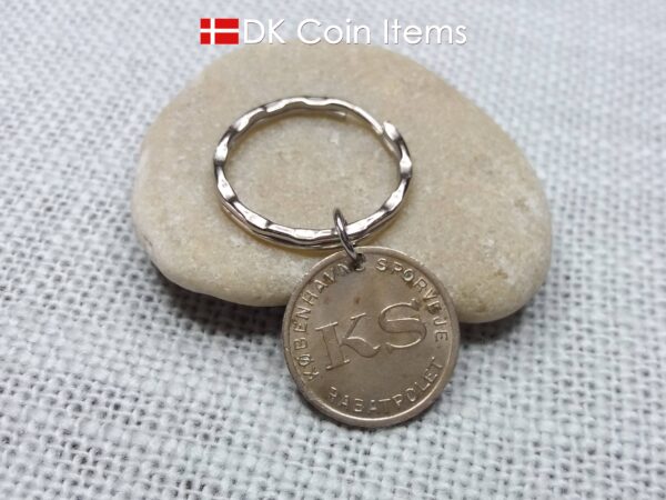 Denmark Little Mermaid coin keychain. Copenhagen Little Mermaid fare token as pendant