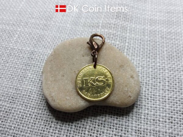 Denmark mermaid vintage token coin charm with The Little Mermaid statue/sculpture in Copenhagen - Danish fairy tale souvenir