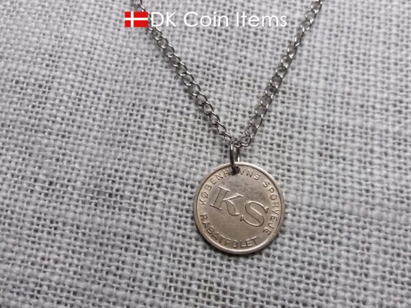 Denmark Little Mermaid coin necklace. Copenhagen Little Mermaid 1960s fare token