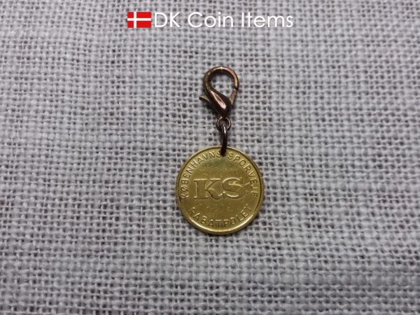 Denmark mermaid vintage token coin charm with The Little Mermaid statue/sculpture in Copenhagen - Danish fairy tale souvenir