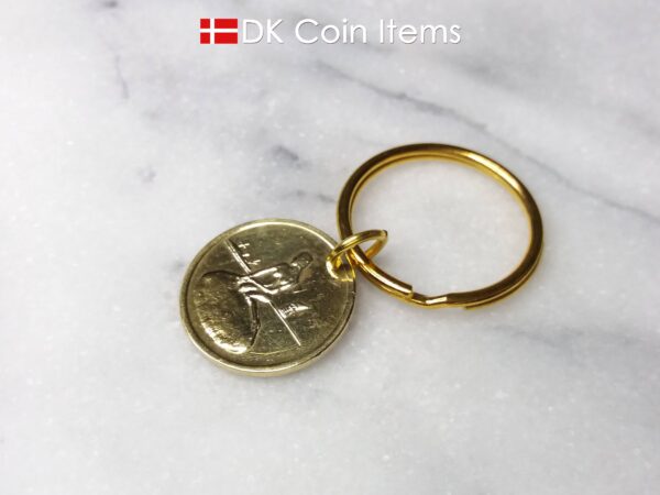 Denmark Little Mermaid coin keychain. Copenhagen The Little Mermaid fare token pendant. Danish vintage coin souvenir.