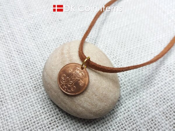 Denmark 1979 initial M coin necklace with 45 year old 5 ore coin pendant. DKCoinItems