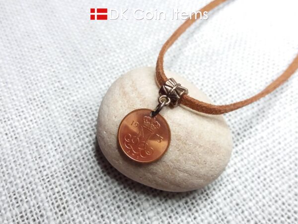 Denmark 1973 initial M coin necklace with 51 year old 5 ore coin pendant. DKCoinItems