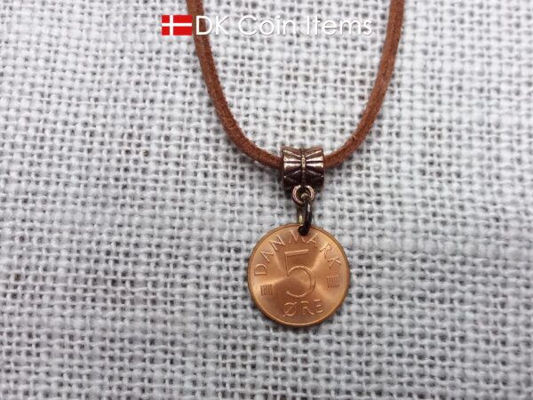 Denmark 1973 initial M coin necklace with 51 year old 5 ore coin pendant. DKCoinItems