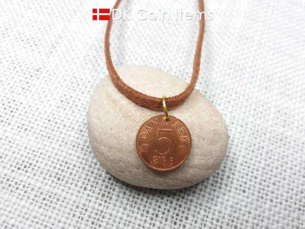 Denmark 1979 initial M coin necklace with 45 year old 5 ore coin pendant. DKCoinItems