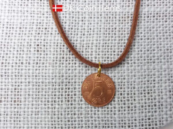 Denmark 1979 initial M coin necklace with 45 year old 5 ore coin pendant. DKCoinItems