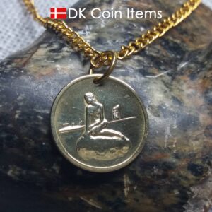 The Little Mermaid coin token necklace with Copenhagen transport token from the 60s