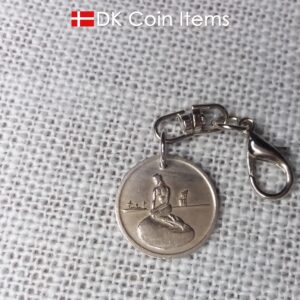 Little Mermaid charm with The Danish Little Mermaid sculpture on a Copenhagen vintage token coin