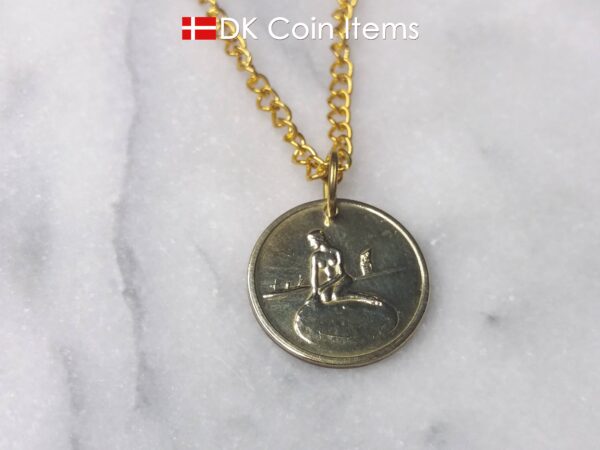 The Little Mermaid coin token necklace with Copenhagen transport token from the 60s