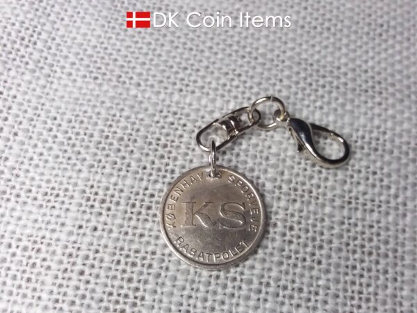 Little Mermaid charm with The Danish Little Mermaid sculpture on a Copenhagen vintage token coin