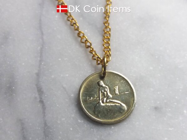 The Little Mermaid coin token necklace with Copenhagen transport token from the 60s