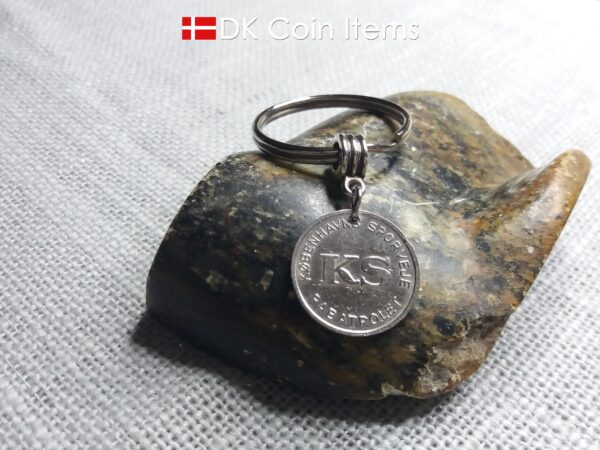 Danish Coin keychain with The Little Mermaid on a vintage token coin from Copenhagen