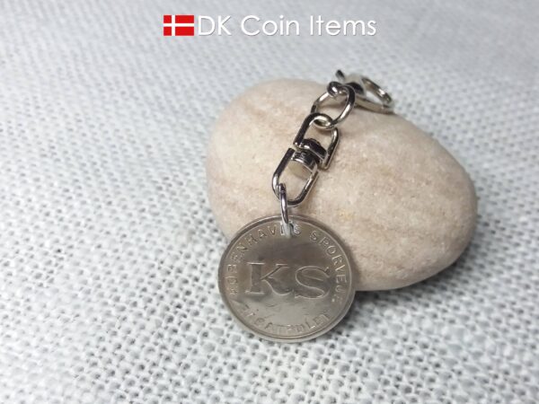 Little Mermaid charm with The Danish Little Mermaid sculpture on a Copenhagen vintage token coin