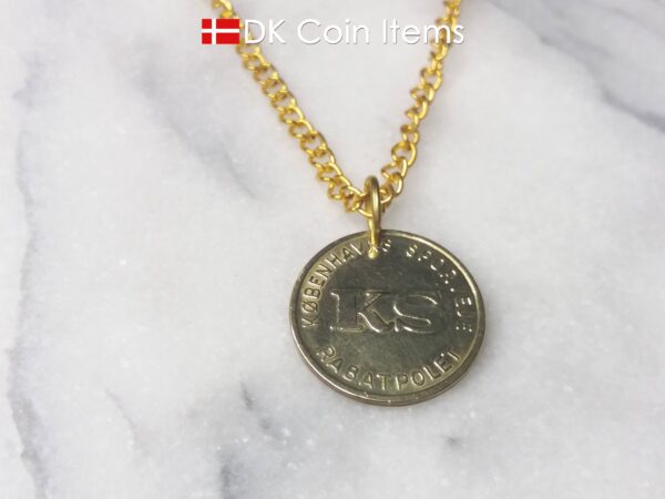 The Little Mermaid coin token necklace with Copenhagen transport token from the 60s