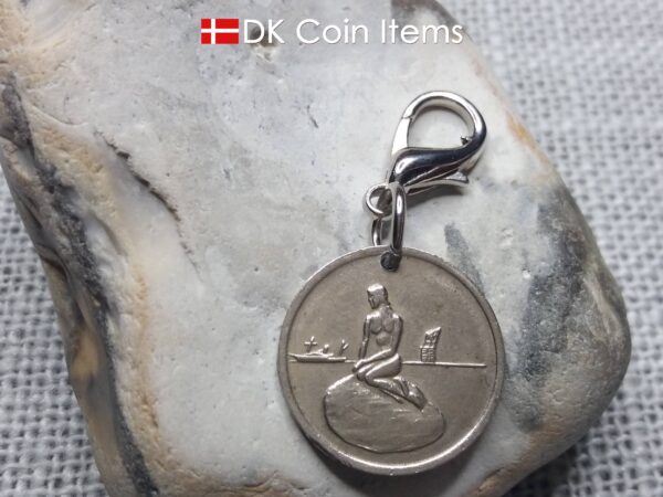 The Little Mermaid coin token charm with Copenhagen transport token from the 60s