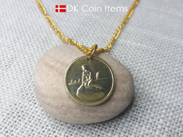 The Little Mermaid coin token necklace with Copenhagen transport token from the 60s